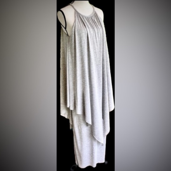 Calypso St. Barth grey dress flowing layers with a braided neckline NWOT SZ M - Picture 3 of 4